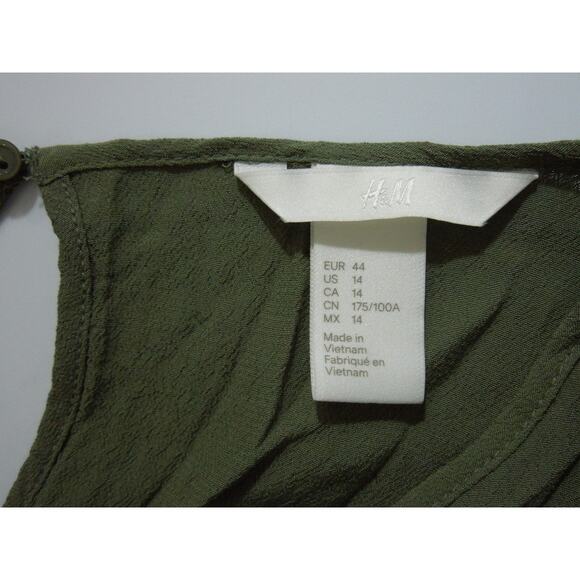 H&M (size 14) Women's Short Sleeve Olive Green Blouse - Picture 4 of 4